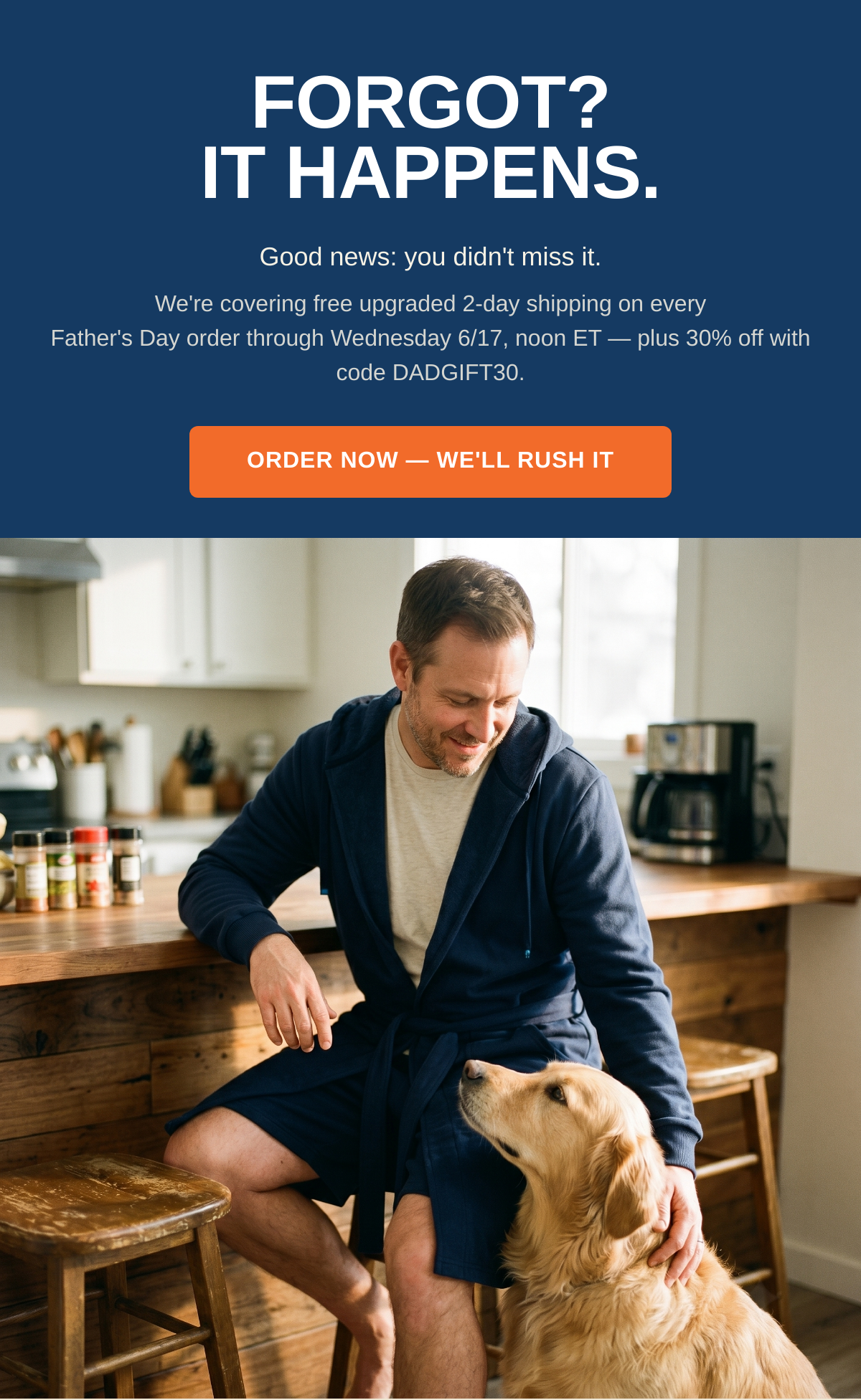 Father's Day last-minute shipping hero with urgency messaging