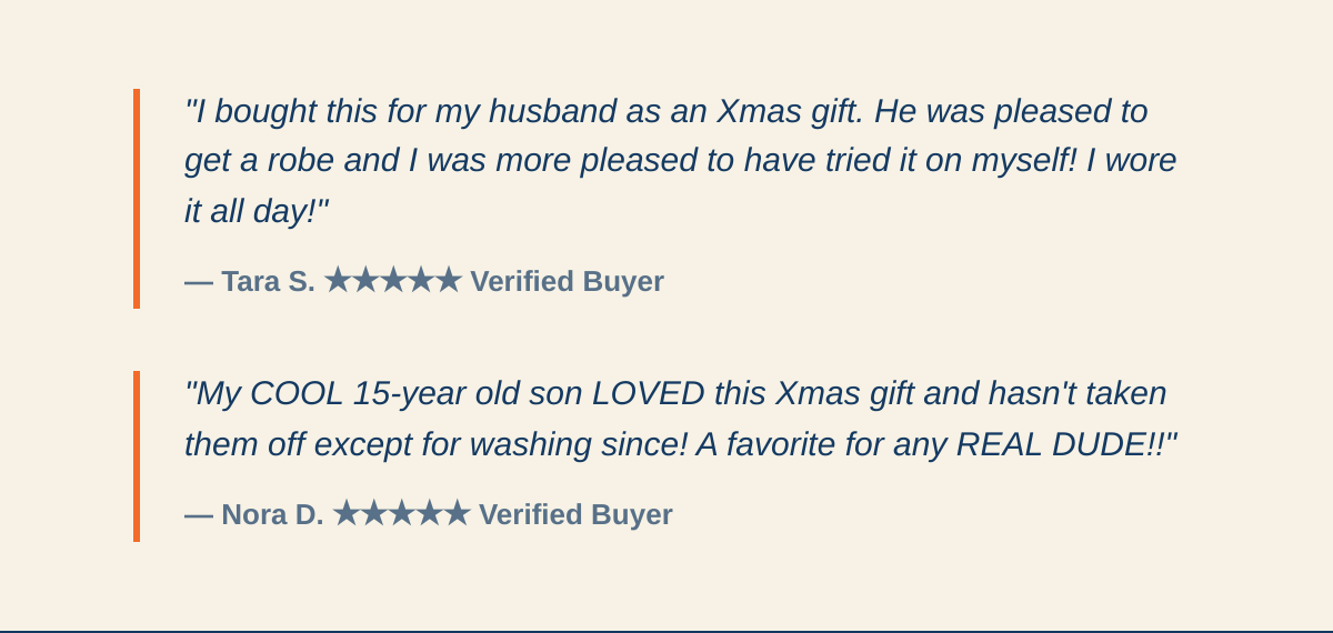 Supporting gift testimonials from verified buyers