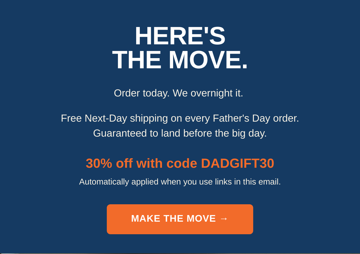 Free overnight shipping copy and CTA