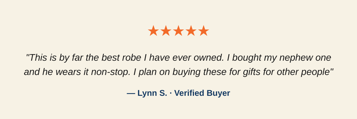 5-star customer review for The DudeRobe