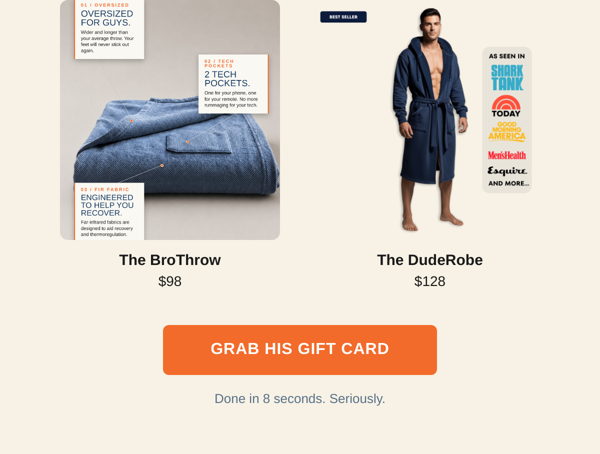 Send a DudeRobe gift card now